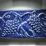 Vintage Pewabic Pottery Large Grape - Blue Tile