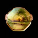 Noritake Hand Painted Landscape Bowl with Gilded Handles