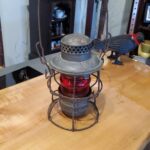 1920s Adlake Kero 4½ Railroad Lantern with Ribbed Embury Red Globe