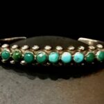 Vintage Navajo Sterling Silver & Turquoise Row Cuff