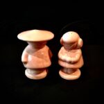Vintage Japanese Pink Glaze Chinese Couple Salt & Pepper Shakers