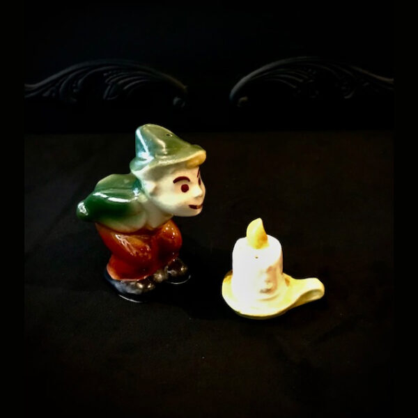 Vintage Storybook Pixie and Candle Salt and Pepper Shakers