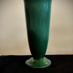 Signed Haeger USA Blue-Green Art Pottery Trumpet Vase