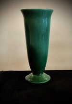 Signed Haeger USA Blue-Green Art Pottery Trumpet Vase