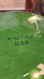 Signed Haeger USA Blue-Green Art Pottery Trumpet Vase - Image 2